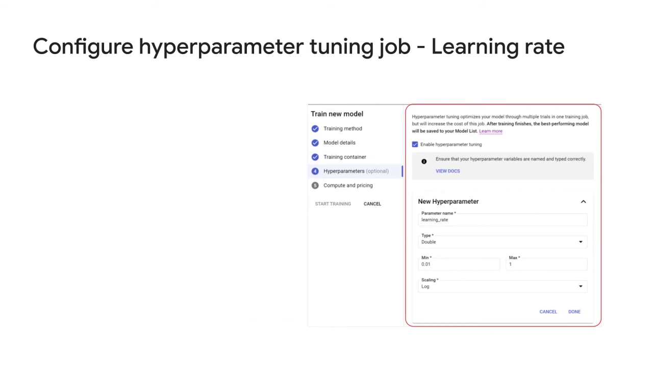 47/89 Vertex AI Vizier hyperparameter tuning